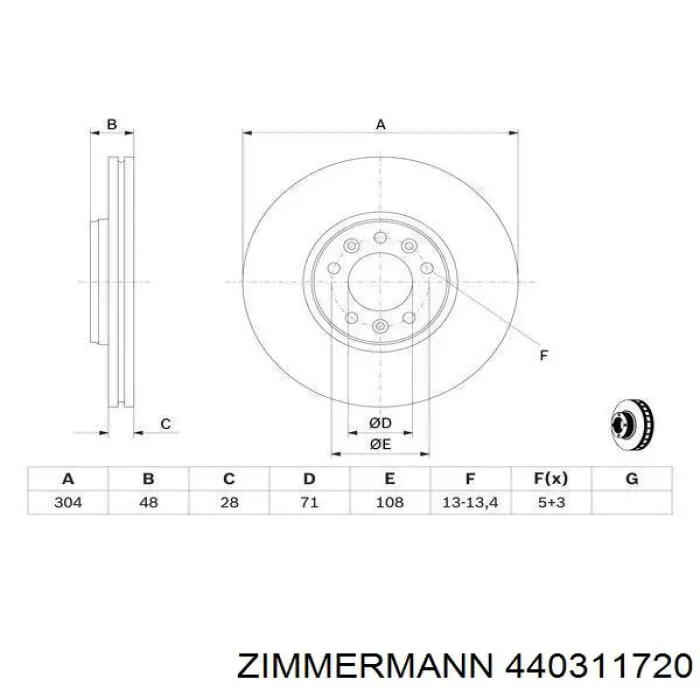 Диск переднього гальма Zimmermann 440311720 ціна, від 49.34 USD