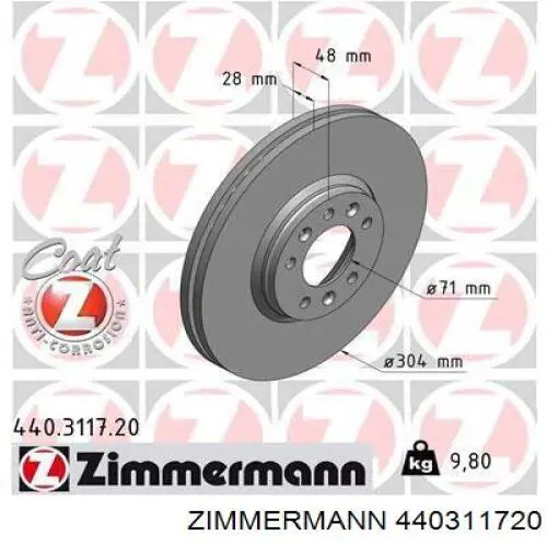 440311720 Zimmermann диск гальмівний передній