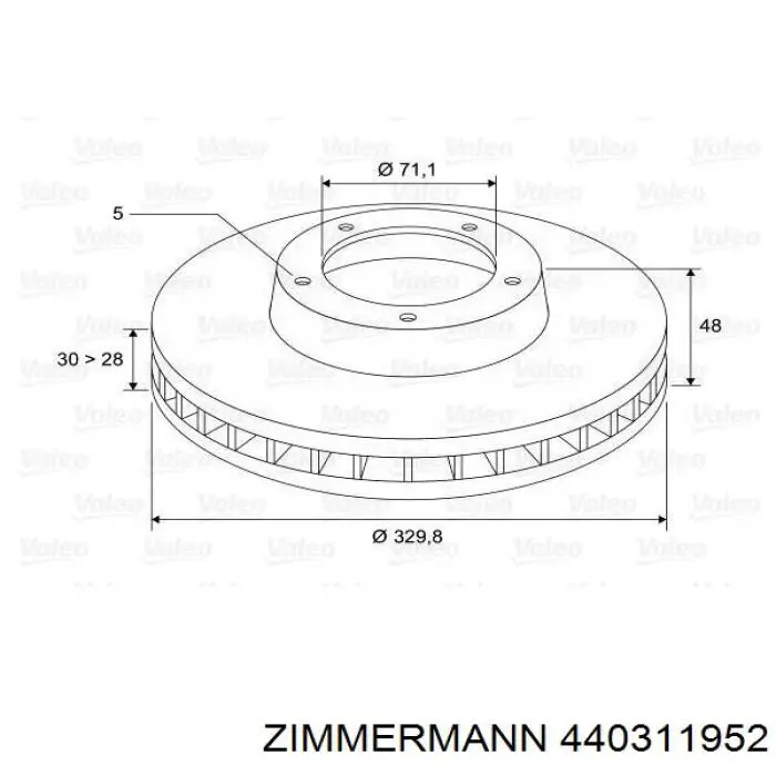 Диск гальмівний передній Zimmermann 440311952