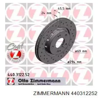 Диск гальмівний передній Zimmermann 440312252