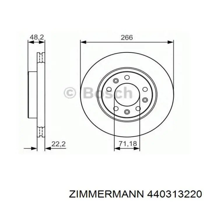 Диск переднього гальма Zimmermann 440313220 ціна, від 40.41 USD