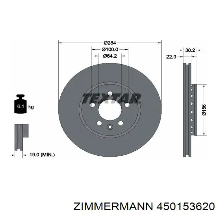 450153620 Zimmermann Гальмо дискове переднє