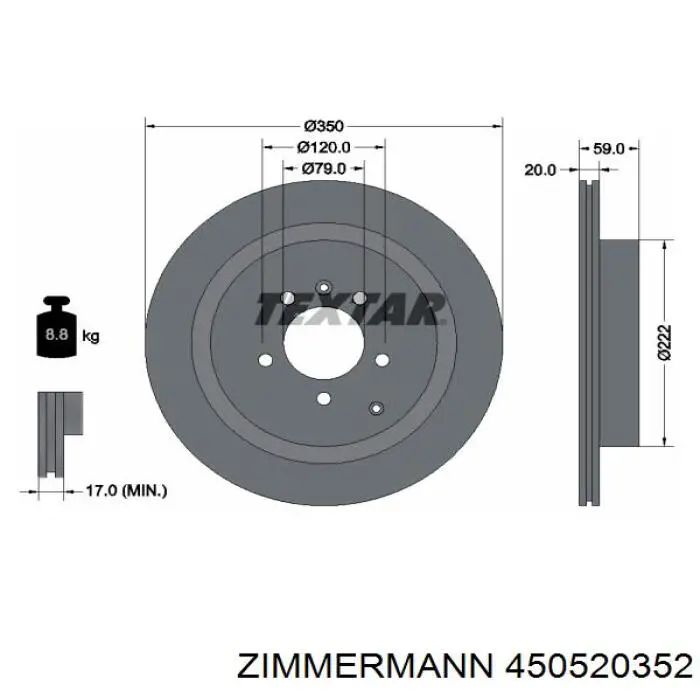 450520352 Zimmermann диск гальмівний задній