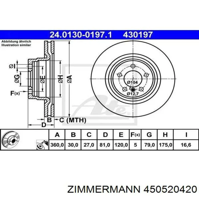 Купити 450520420 Zimmermann Ротор гальмівний