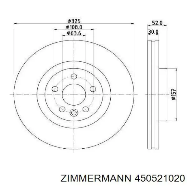 Диск гальмівний передній Zimmermann 450521020