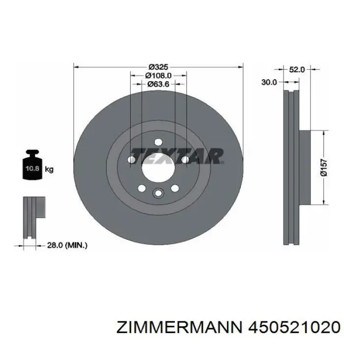 450521020 Zimmermann Гальмо дискове переднє