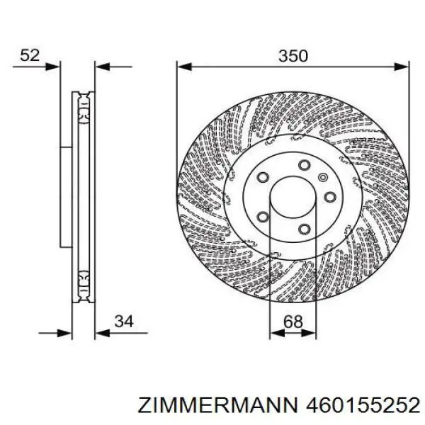 Диск переднього гальма Zimmermann 460155252 ціна, від 171.60 USD