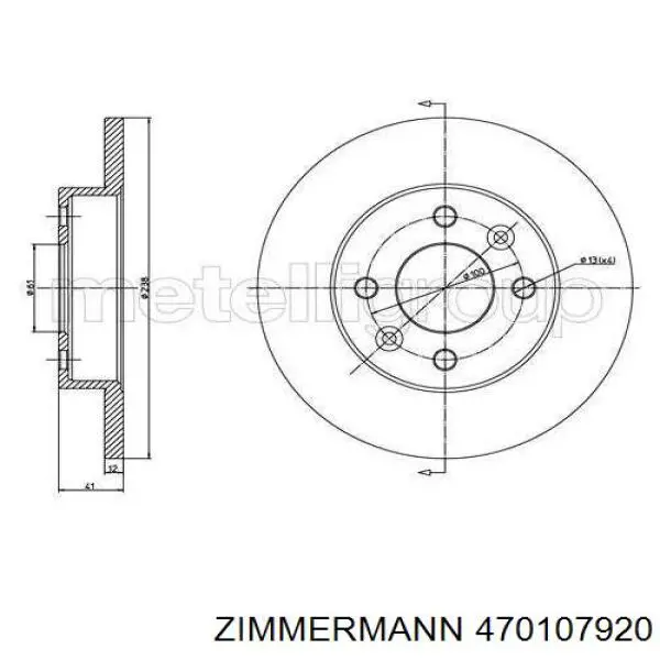 Гальмівні диски передні 470107920 Zimmermann
