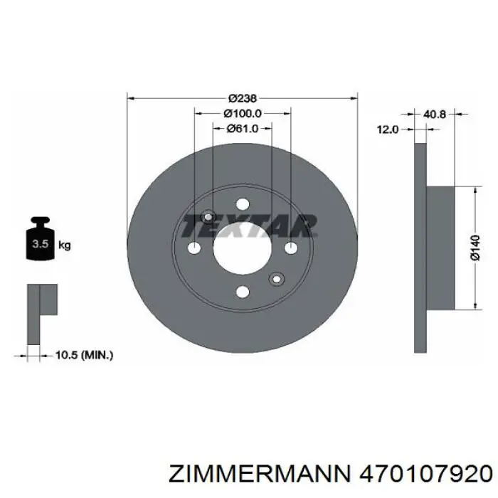 Диск гальмівний передній Zimmermann 470107920
