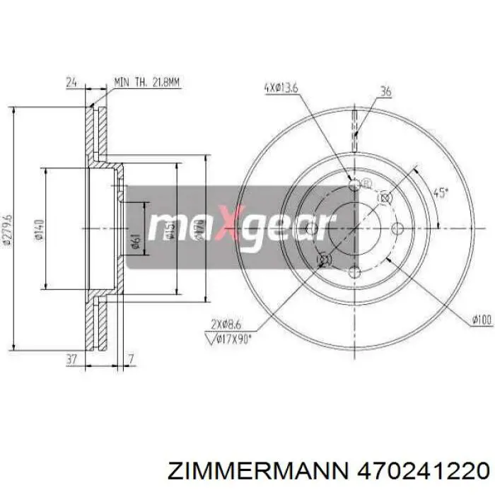 Купити 470241220 Zimmermann Ротор гальмівний