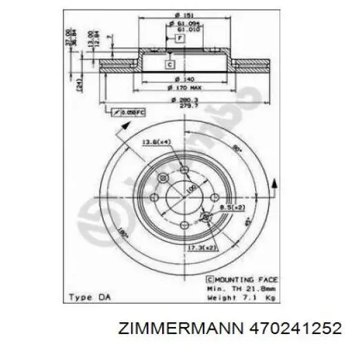 Гальмівні диски передні 470241252 Zimmermann