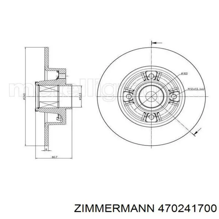 Задні дискові гальма Zimmermann 470241700 ціна, від 36.53 USD