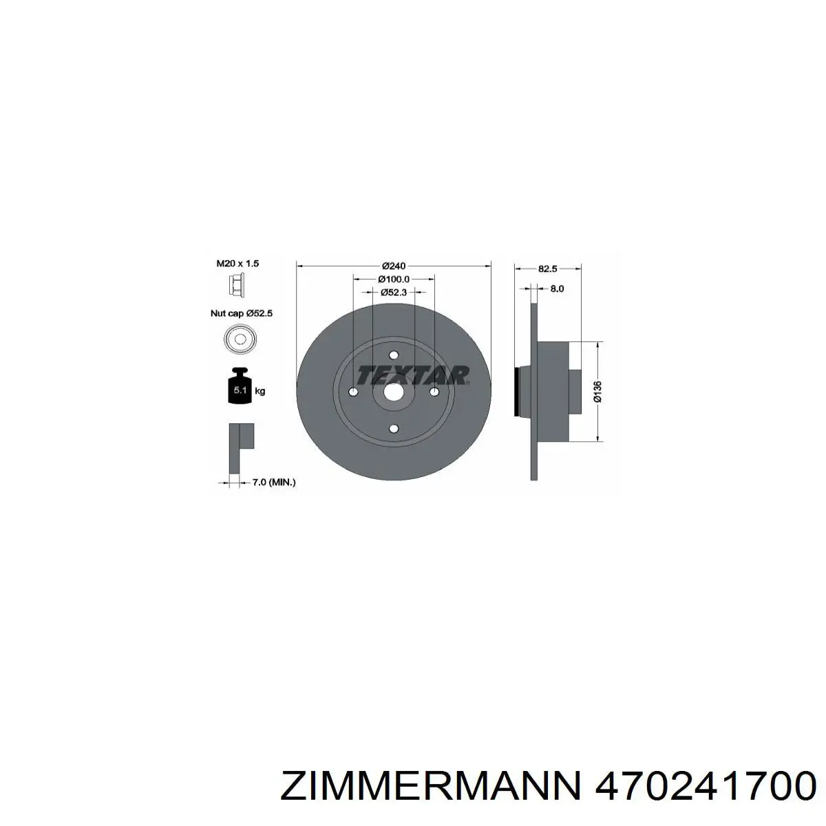 Диск гальмівний задній Zimmermann 470241700