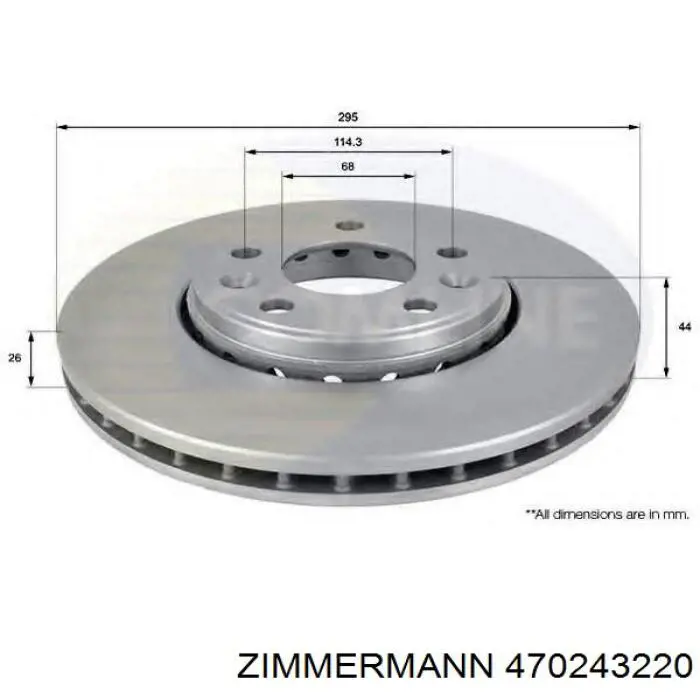 Диск переднього гальма Zimmermann 470243220 ціна, від 51.95 USD