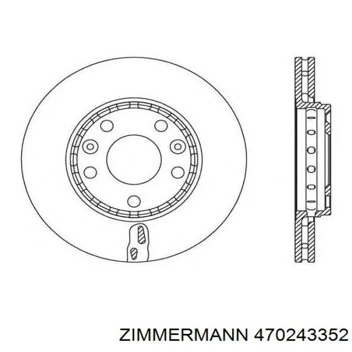 Диск гальмівний передній Zimmermann 470243352