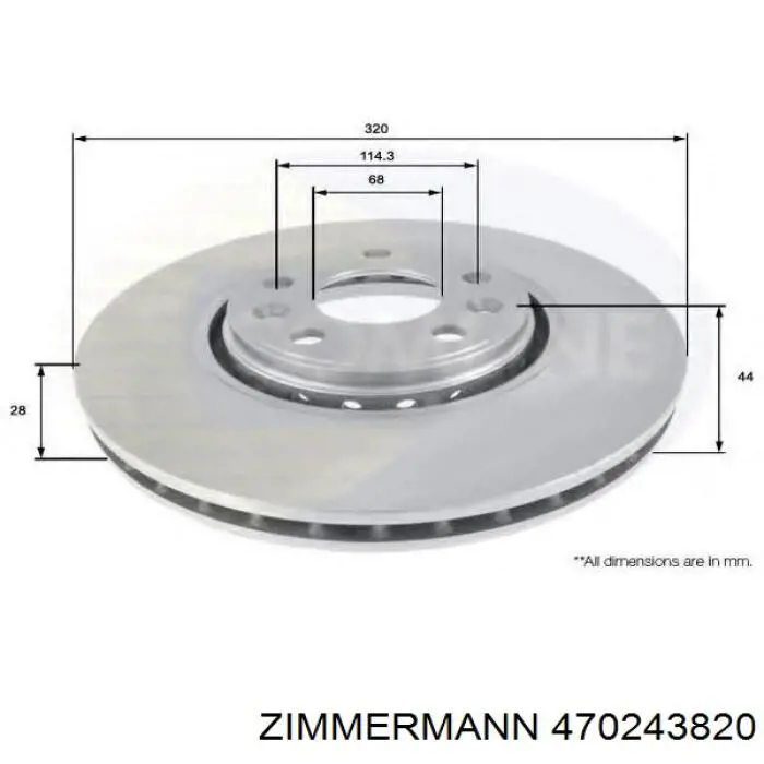 Диск гальмівний передній Zimmermann 470243820
