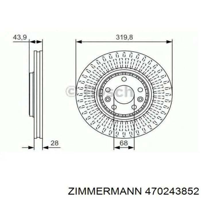 Диск переднього гальма Zimmermann 470243852 ціна, від 73.85 USD
