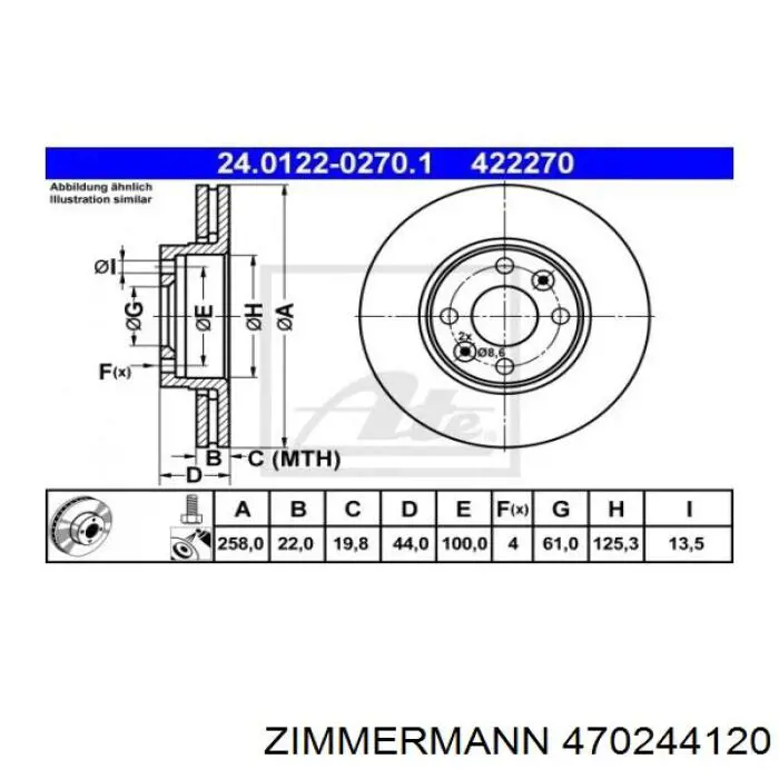 Купити 470244120 Zimmermann Ротор гальмівний