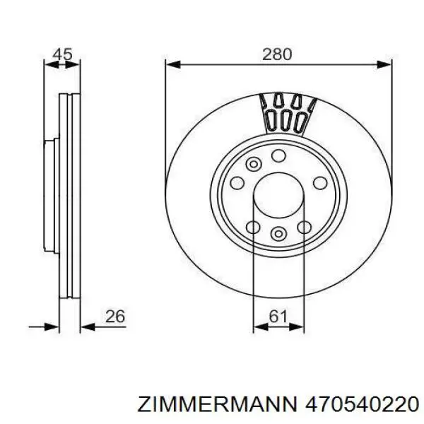470540220 Zimmermann диск гальмівний передній