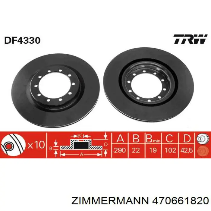 Диск гальмівний передній 470661820 Zimmermann