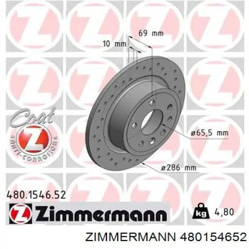 Диск гальмівний задній 480154652 Zimmermann