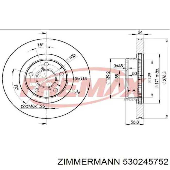 Купити 530245752 Zimmermann Ротор гальмівний