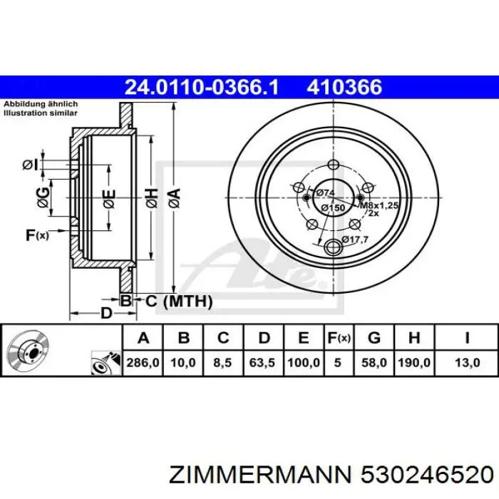 Купити 530246520 Zimmermann Диск заднього гальма