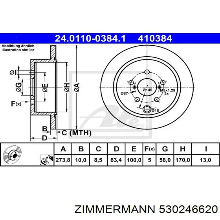 Купити 530246620 Zimmermann Диск заднього гальма