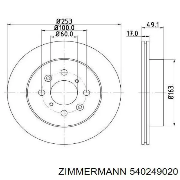 Гальмівні диски передні 540249020 Zimmermann