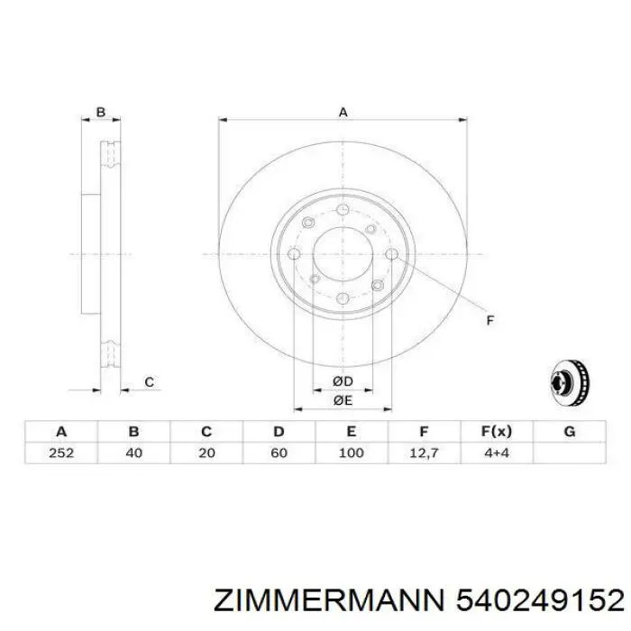 540249152 Zimmermann Гальмо дискове переднє