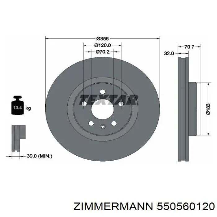 550560120 Zimmermann Гальмо дискове переднє