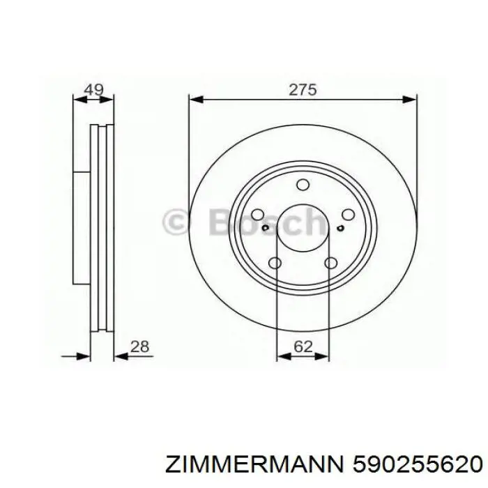 Диск гальмівний передній Zimmermann 590255620
