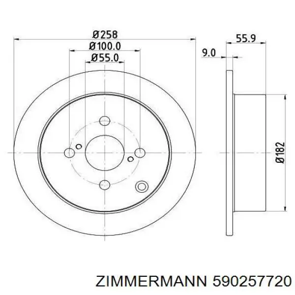 Диск гальмівний задній Zimmermann 590257720