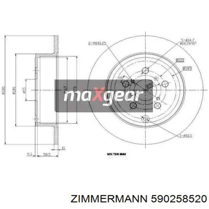Задні дискові гальма Zimmermann 590258520 ціна, від 33.78 USD