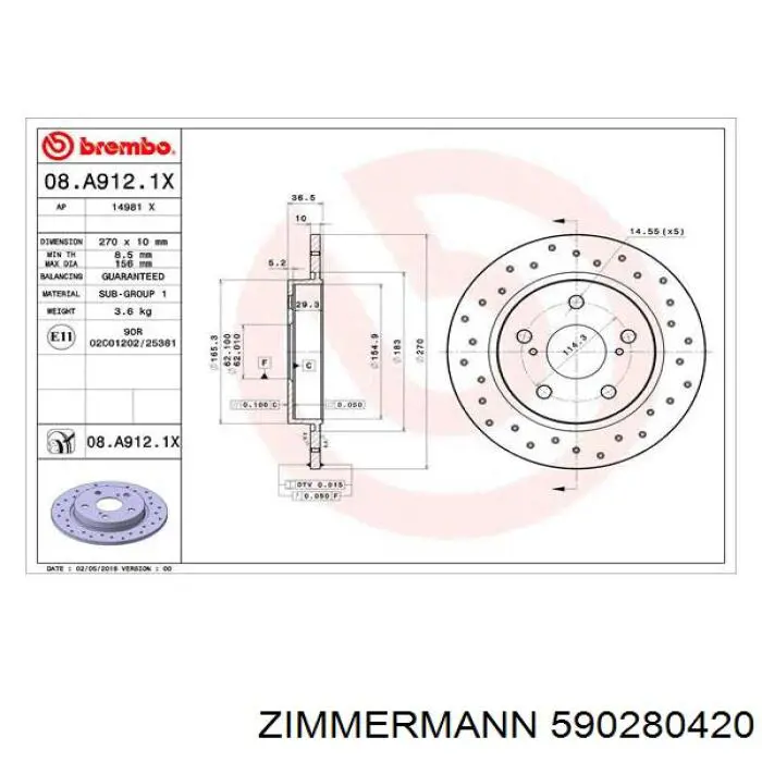 Задні дискові гальма Zimmermann 590280420 ціна, від 30.50 USD