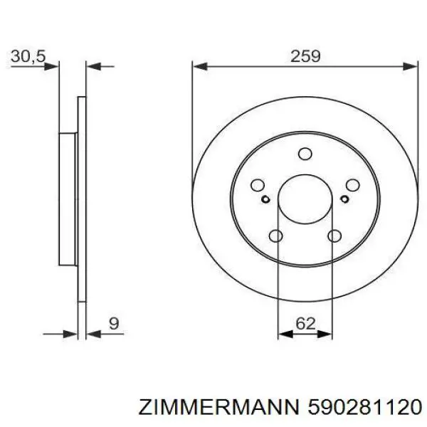 590281120 Zimmermann диск гальмівний задній