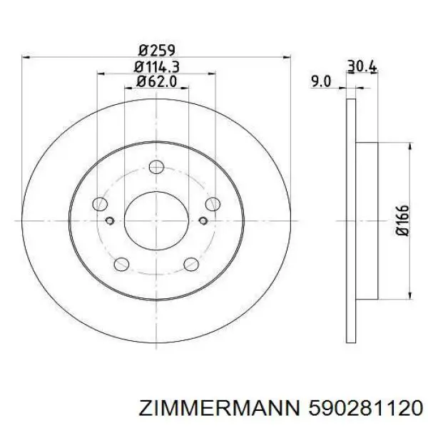 Задні дискові гальма Zimmermann 590281120 ціна, від 30.54 USD