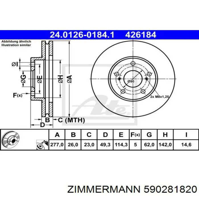 Купити 590281820 Zimmermann Ротор гальмівний