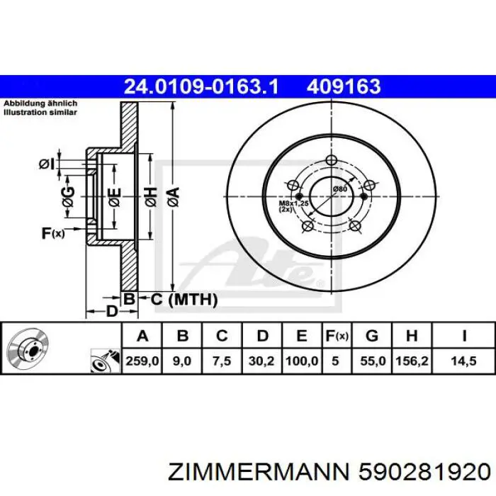 Купити 590281920 Zimmermann Диск заднього гальма