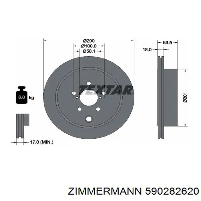 Задні дискові гальма Zimmermann 590282620 ціна, від 38.65 USD