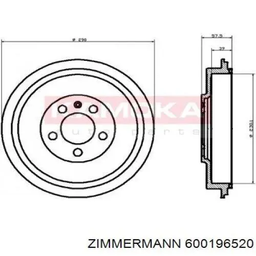 600196520 Zimmermann Барабан гальмівний задній
