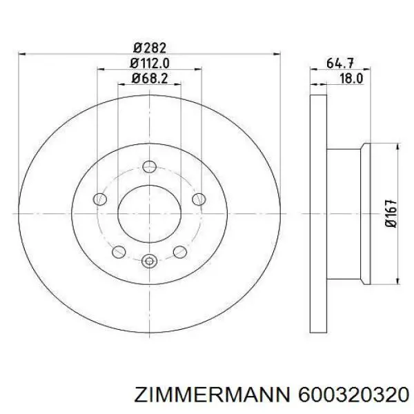 600320320 Zimmermann диск гальмівний передній
