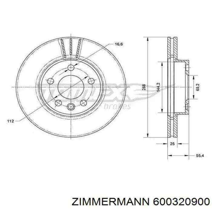 600320900 Zimmermann диск гальмівний передній