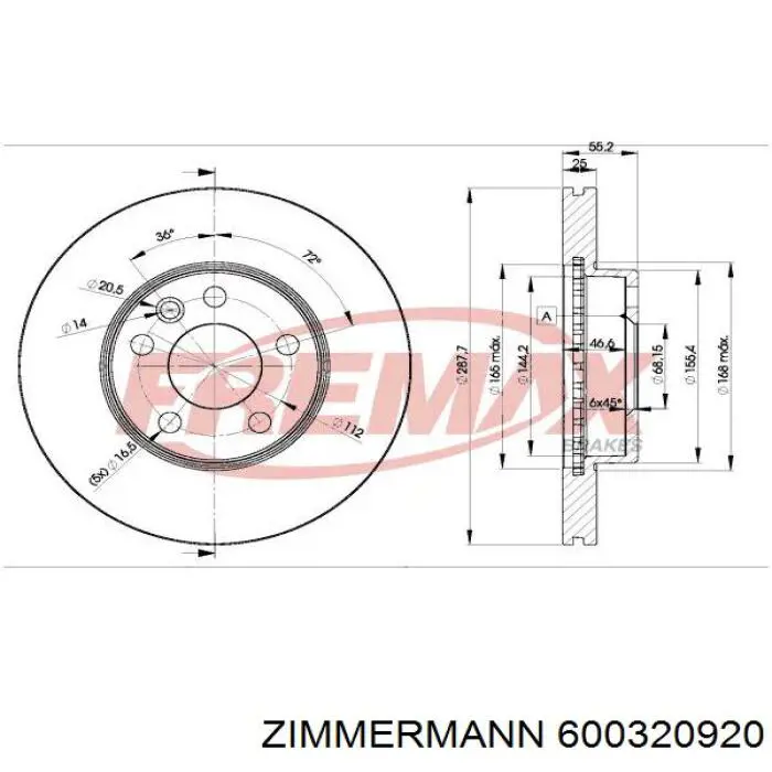 Гальмівні диски передні 600320920 Zimmermann