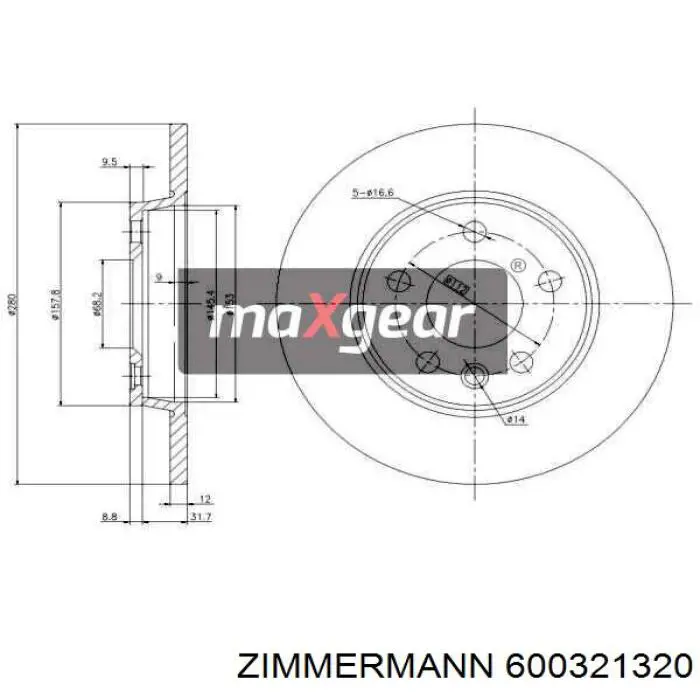 Диск гальмівний задній Zimmermann 600321320