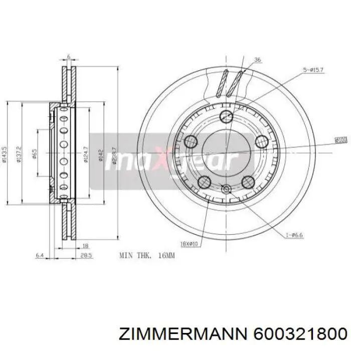 600321800 Zimmermann Гальмо дискове переднє