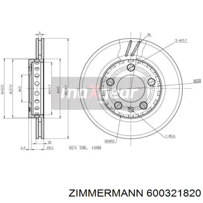600321820 Zimmermann диск гальмівний передній