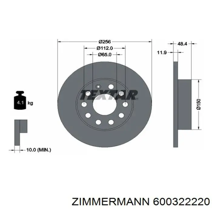 Купити 600322220 Zimmermann Диск заднього гальма