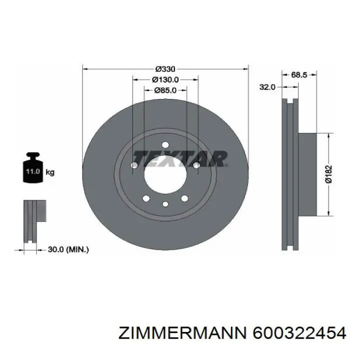 Диск гальмівний передній 600322454 Zimmermann