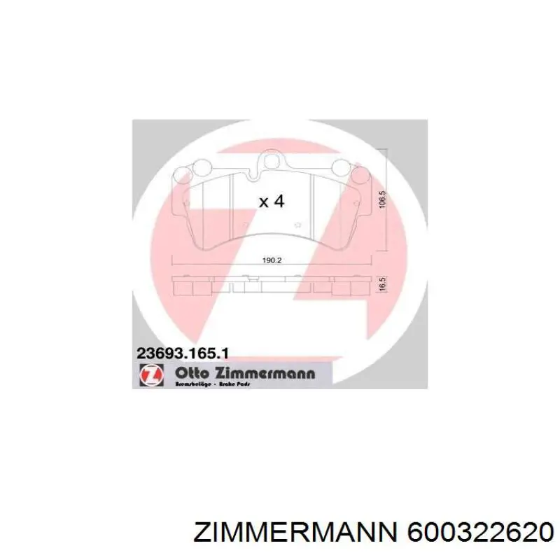 600322620 Zimmermann диск гальмівний передній
